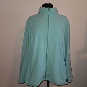 L.L. Bean Mint Green Women's Fleece Jacket 2XL Lightweight Full Zip